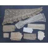 A quantity of mainly 19th century lace, including a Coggeshall lace stole, various collars, cuffs,