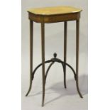 An Edwardian satinwood side table, crossbanded and with box and ebony stringing, on square