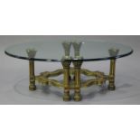 A 20th century Louis XVI style glass and gilt painted oval coffee table, the top raised on fluted