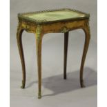 A late 19th century Louis XV style kingwood rectangular side table with gilt metal gallery and