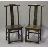 A set of six 20th century Chinese elm dining chairs, each with arched top rail and splat back