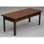 A rectangular coffee table, constructed from 18th century mahogany, on block legs, height 51cm,