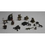 A group of three early 20th century cast brass miniature models of Beatrix Potter characters,