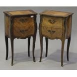 A pair of 20th century Louis XV style kingwood and gilt metal mounted bedside chests of two drawers,