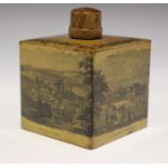 A late 19th century German Mauchline type tea caddy, the sides transfer printed with four titled