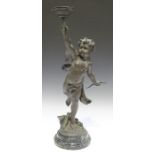 After Grégoire - 'Amore Triomphante', a late 19th/early 20th century French patinated cast spelter