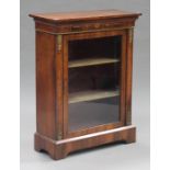 A Victorian walnut and inlaid pier cabinet, fitted with a glazed panel door, on bracket feet, height