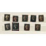 A collection of Great Britain stamps in four stock books, including nine 1840 1d black and three