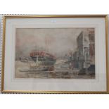 British School - 'The Thames Waterfront at Wapping', late 19th/early 20th century watercolour,