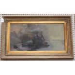 Follower of Charles Dixon - Maritime Scene with Steamships, early 20th century oil on canvas laid on