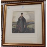 Marcus Arthur Boss - Lady standing in a Landscape, 20th century watercolour with gouache, signed,