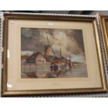 Louis van Staaten - 'Zaandam', late 19th/early 20th century watercolour, signed verso, 39cm x