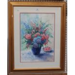 Paul Simmons - Still Life of Flowers, watercolour, signed, 51cm x 35cm, within a gilt frame.Buyer’