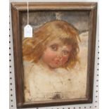 British School - Portrait of a Child, 19th century oil on canvas, 37cm x 27cm, within a gilt