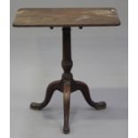 A George III provincial mahogany and yew rectangular tip-top wine table, the mahogany top raised