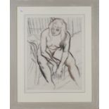Clifford Hall - Seated Female Nude Life Study, 20th century charcoal and coloured chalks, artist's