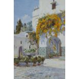 Ella du Cane - North African Courtyard Garden, late 19th/early 20th century watercolour, signed,