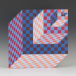 Victor Vasarely - Felhoe, double-sided acrylic on a shaped wood panel, circa 1989, signed and