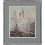 James Scrimgeour Mann - 'The Cunarder', early 20th century watercolour, signed recto, titled Clarges