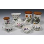 A large collection of Portmeirion 'Botanic Garden' pattern tableware, including two biscuit jars and