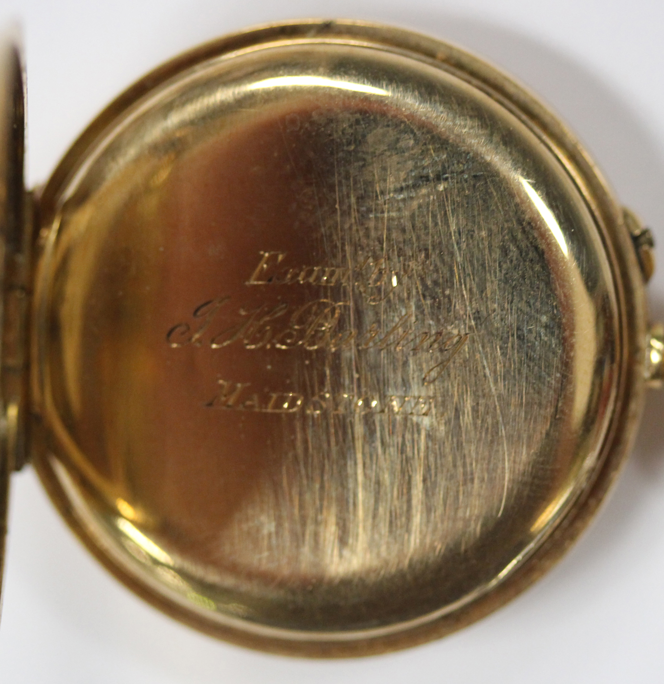 An 18ct gold keyless wind half-hunting cased lady's fob watch, with a gilt jewelled movement, 18ct - Image 4 of 6