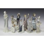Eight Lladro porcelain figures, including Young Matador, No. 5116, Little Senorita, No. 5054, and