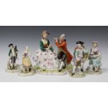 A group of Continental porcelain figures, late 19th/early 20th century, including a Dresden figure