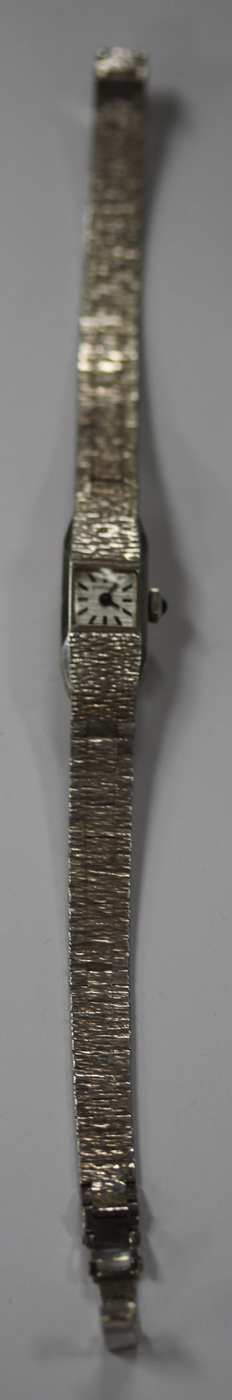 A Rotary 9ct white gold lady's bracelet wristwatch, the signed square dial with black baton - Image 3 of 7