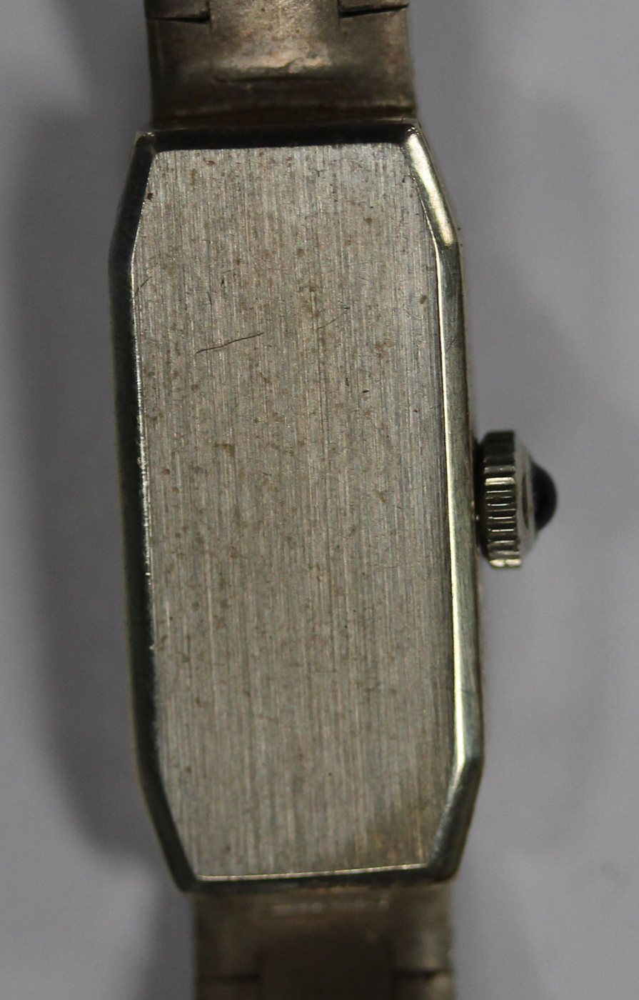 A Rotary 9ct white gold lady's bracelet wristwatch, the signed square dial with black baton - Image 5 of 7