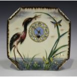 An Art Nouveau Longchamp pottery plate timepiece with eight day movement and platform escapement,