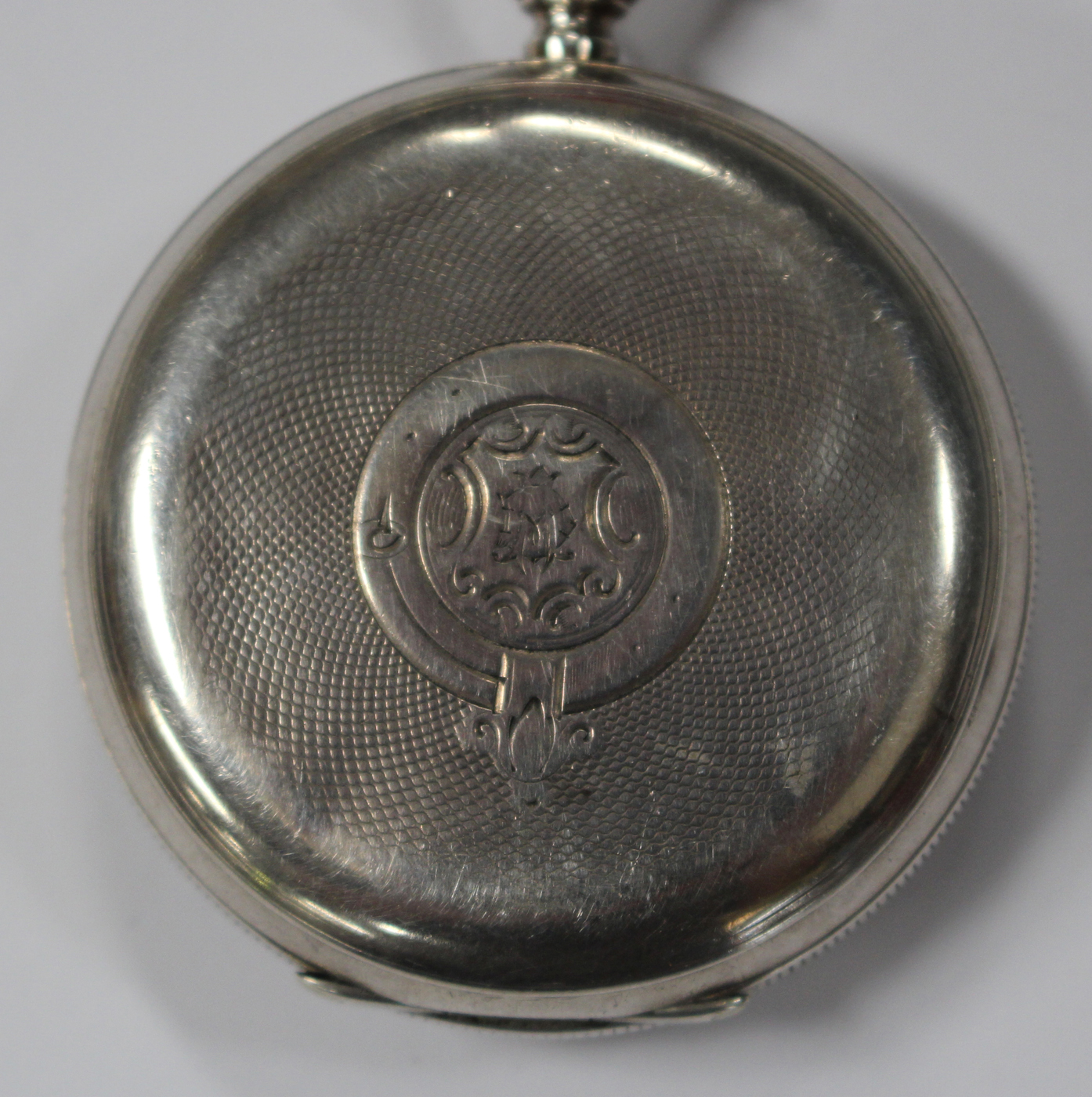 A silver keywind open-faced gentleman's pocket watch, the white enamelled dial with subsidiary - Image 4 of 4
