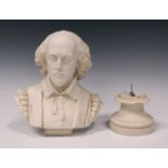 A Copeland Crystal Palace Art Union Parian bust of William Shakespeare, 1860s, modelled after R.