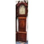 A George III mahogany and crossbanded longcase clock with eight day movement striking on a bell, the