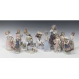 Eleven Lladro porcelain figures, include Nature's Bounty, No. 1407, boxed, three Spring, No. 5217,