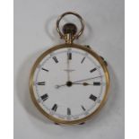 A 9ct gold cased keyless wind open-faced gentleman's pocket watch, with an unsigned gilt jewelled