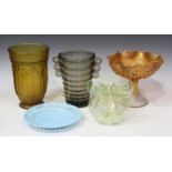 A group of British and Continental pressed and moulded decorative glassware, late 19th century and