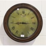 A George III and later mahogany cased circular wall clock with brass twin fusee movement striking on