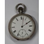 An Omega silver cased keyless wind open-faced gentleman's pocket watch, with a signed gilt