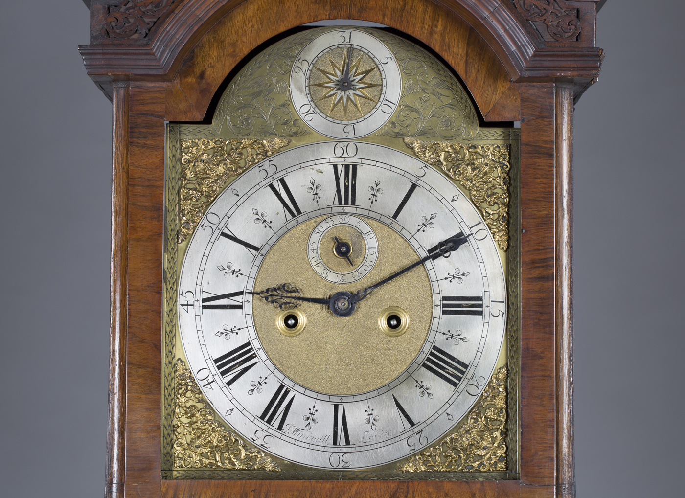 An early 18th century burr walnut longcase clock with brass five-pillar eight day movement - Image 8 of 9