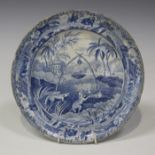 A James & Ralph Clews Indian Sporting Series dessert plate, circa 1818-34, printed in blue with a