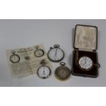 A base metal keyless wind gentleman's hunting cased pocket watch, the enamelled dial detailed 'The