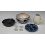 A group of decorative ceramics, mostly 20th century, including a Poole pottery bowl, decorated