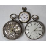 A silver cased keywind open-faced gentleman's pocket watch, the gilt fusee movement with a lever