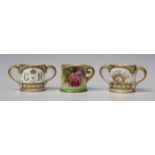 Two Royal Crown Derby miniature two-handled loving cups, circa 1911, commemorating the Coronation of