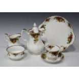 A Royal Albert 'Old Country Roses' pattern part service, comprising cake plate, hot water jug and