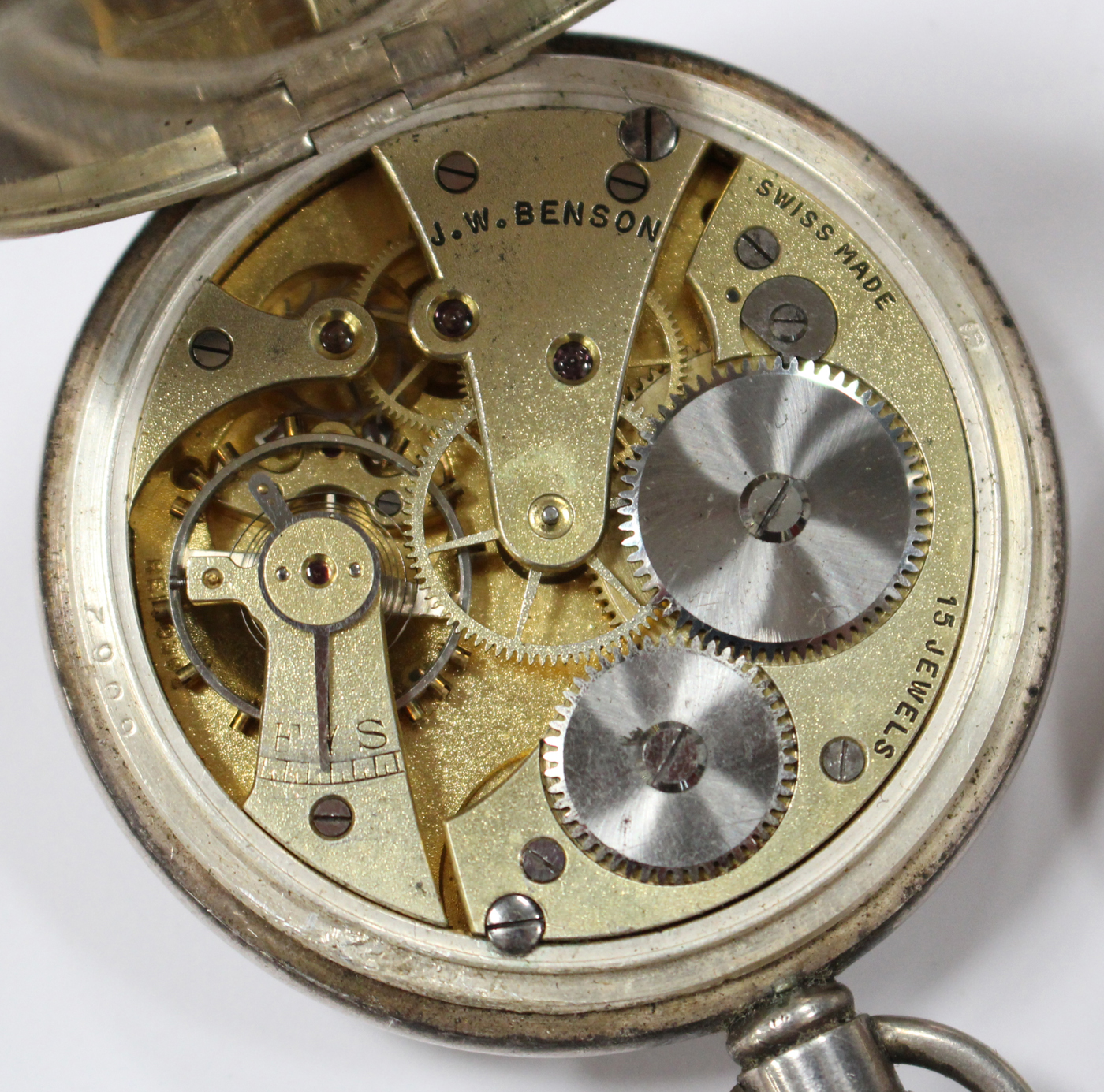 A J.W. Benson London silver cased keyless wind open-faced pocket watch, the signed enamelled dial - Image 4 of 4