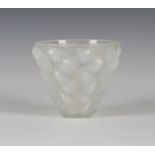 An Art Deco Lalique opalescent glass Moissac pattern vase, circa 1930, of flared circular form