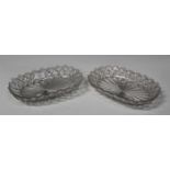 A pair of cut glass oval dishes, late 18th century, each with bevelled rim edge above strawberry