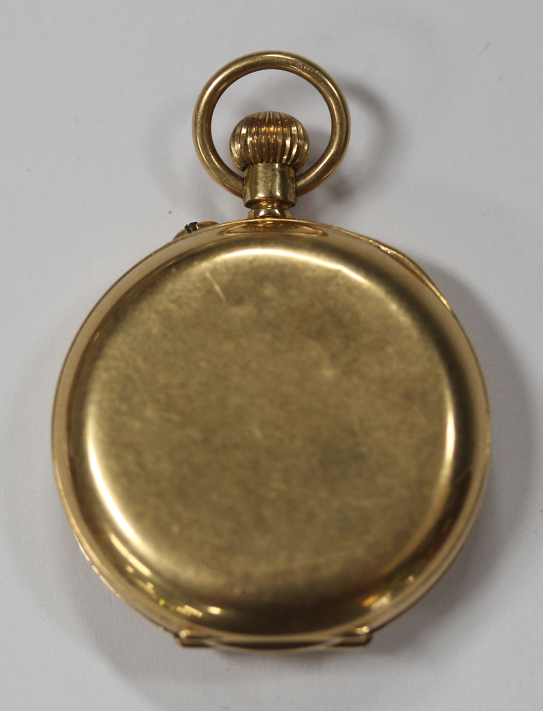 An 18ct gold keyless wind half-hunting cased lady's fob watch, with a gilt jewelled movement, 18ct - Image 2 of 6