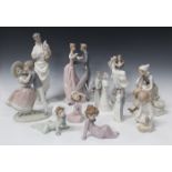 Eight Lladro porcelain figures, comprising Anniversary Dance, No. 1372, Over the Threshold, No.
